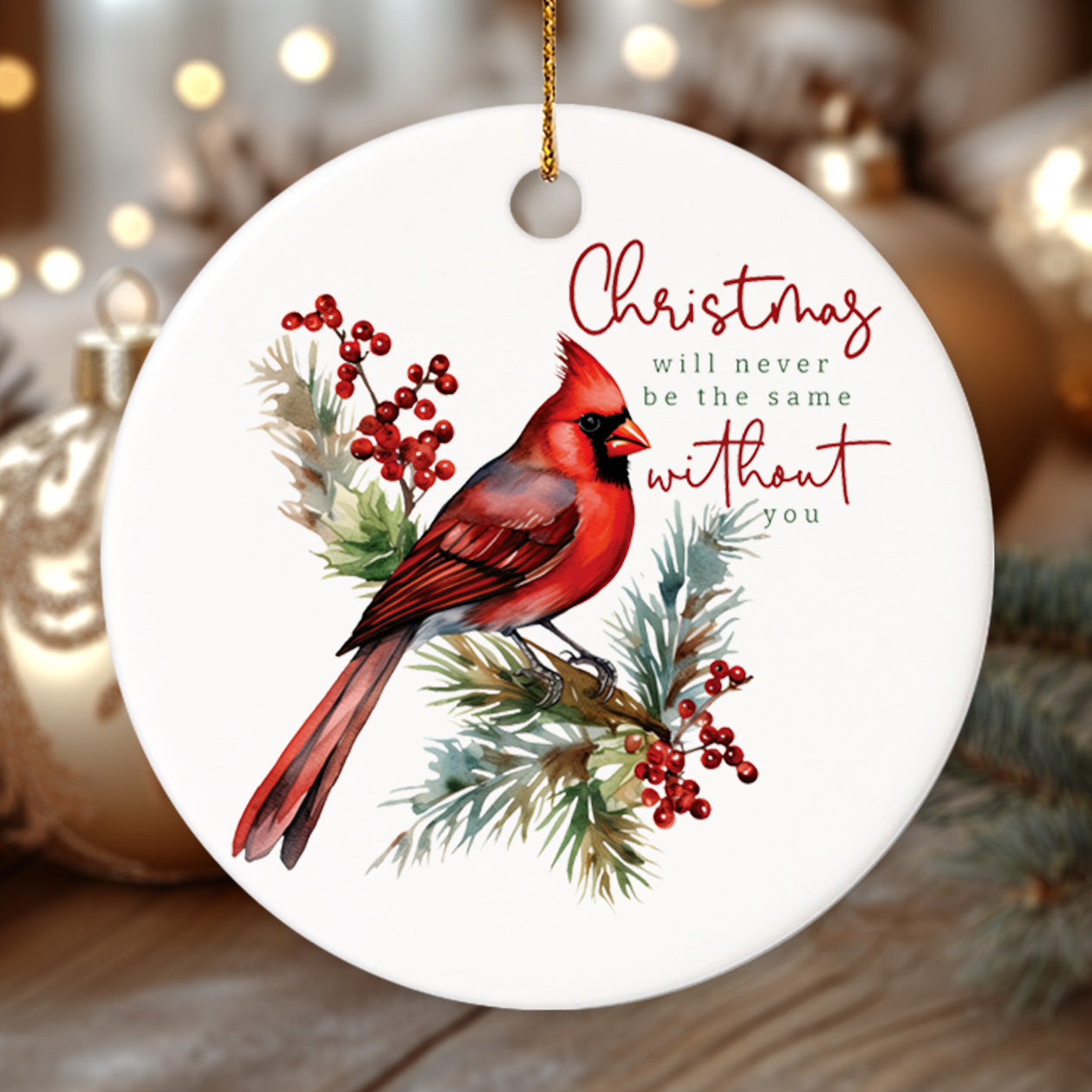 Memorial Cardinal 2 - Ceramic Circle Ornament