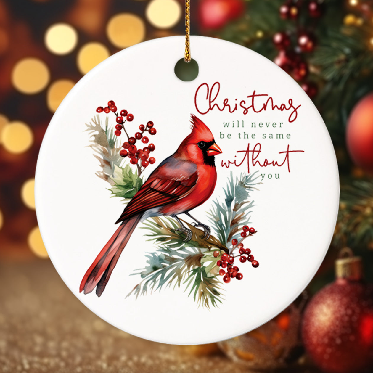 Memorial Cardinal 2 - Ceramic Circle Ornament