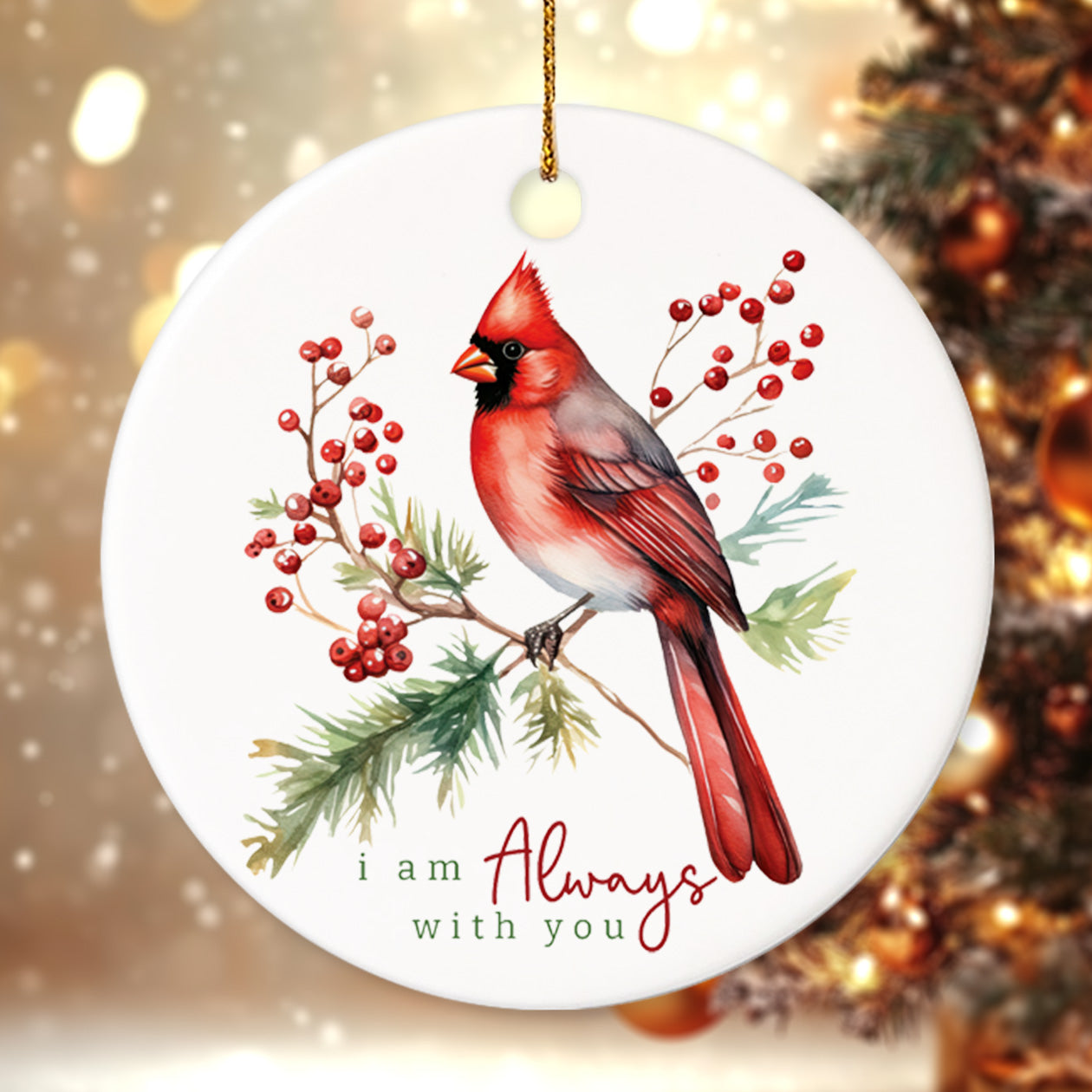 Memorial Cardinal 4 - Ceramic Circle Ornament