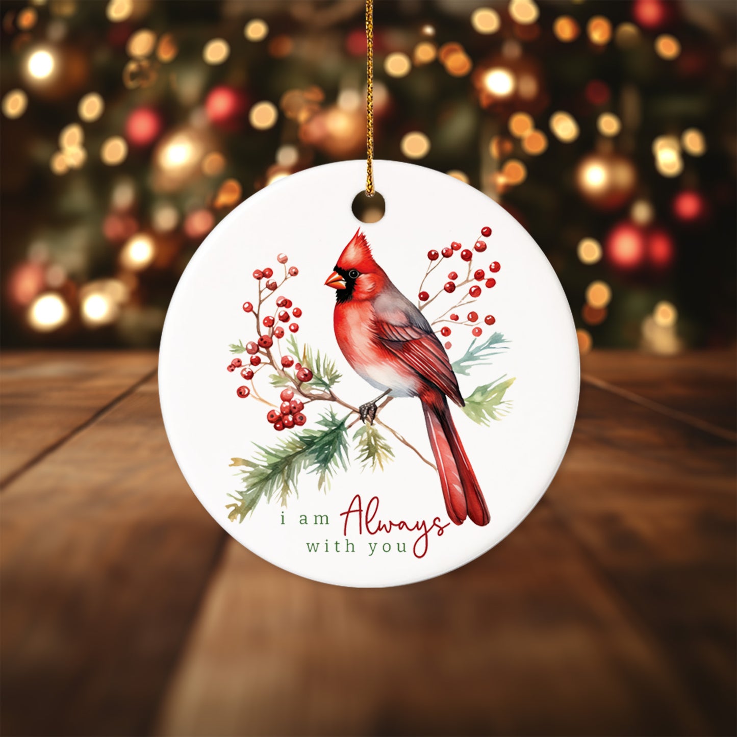 Memorial Cardinal 4 - Ceramic Circle Ornament