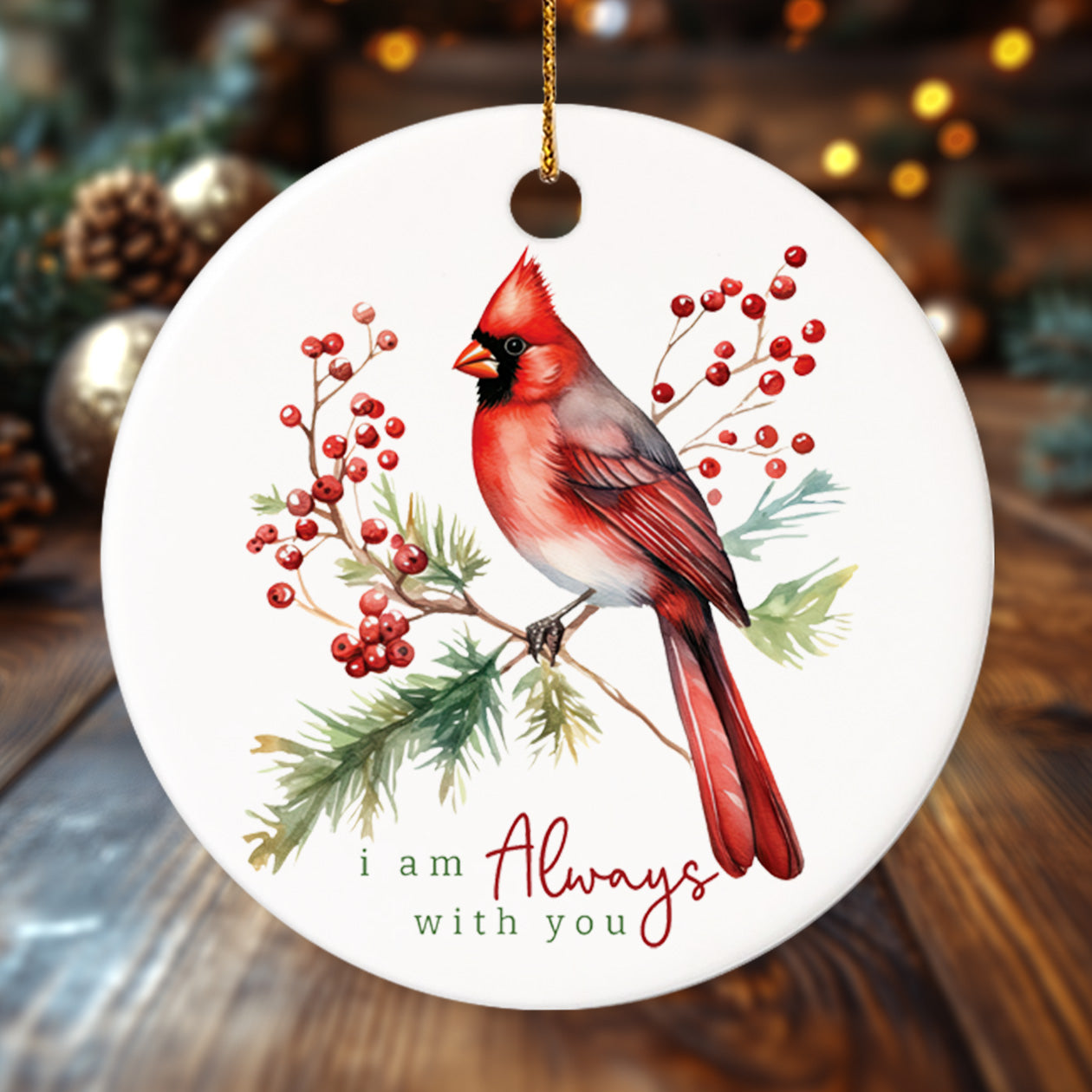 Memorial Cardinal 4 - Ceramic Circle Ornament