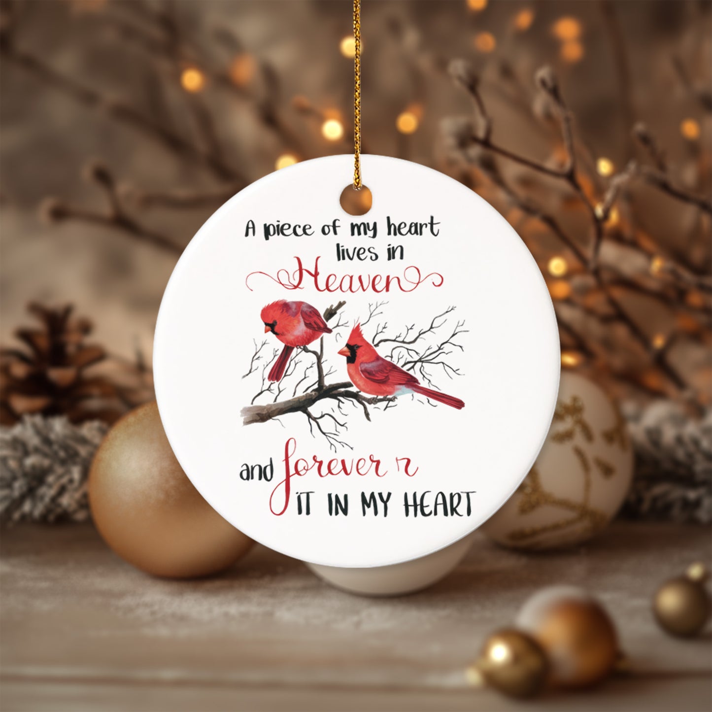 Memorial Cardinal 7 - Ceramic Circle Ornament