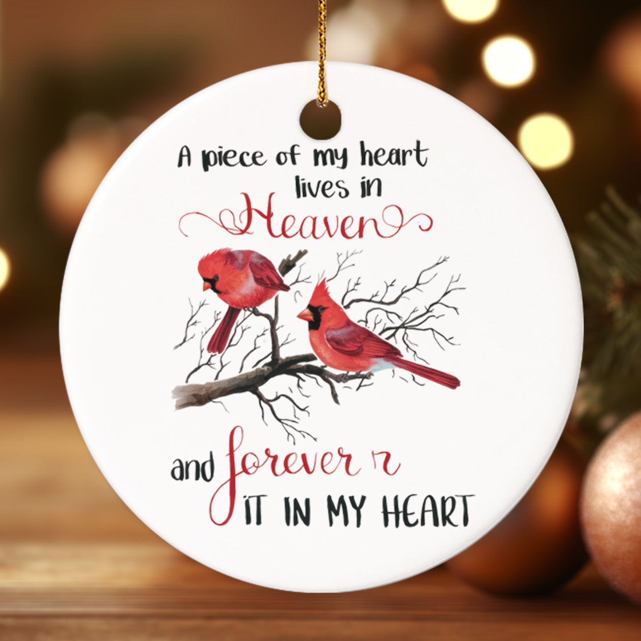 Memorial Cardinal 7 - Ceramic Circle Ornament