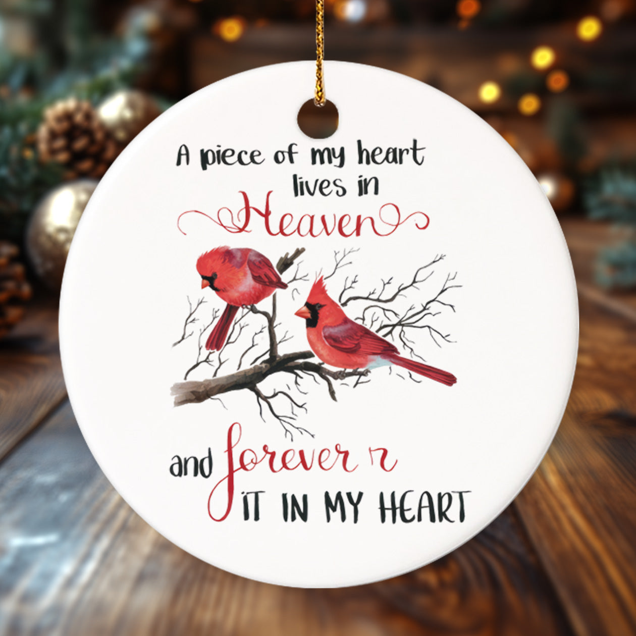 Memorial Cardinal 7 - Ceramic Circle Ornament