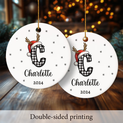 Letter Name Christmas Alphabet 1 - Personalized Ceramic Circle Ornament