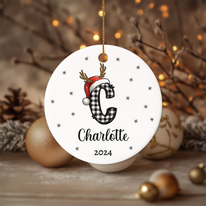 Letter Name Christmas Alphabet 1 - Personalized Ceramic Circle Ornament