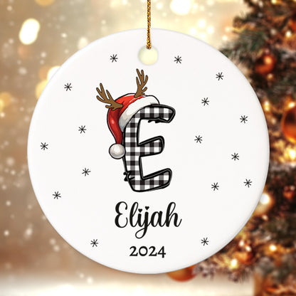 Letter Name Christmas Alphabet 1 - Personalized Ceramic Circle Ornament