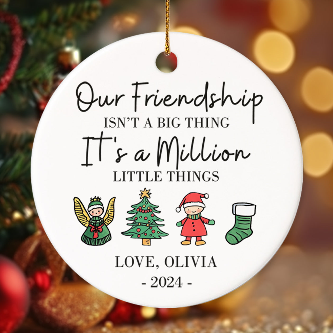 Our Friendship - Personalized Ceramic Circle Ornament