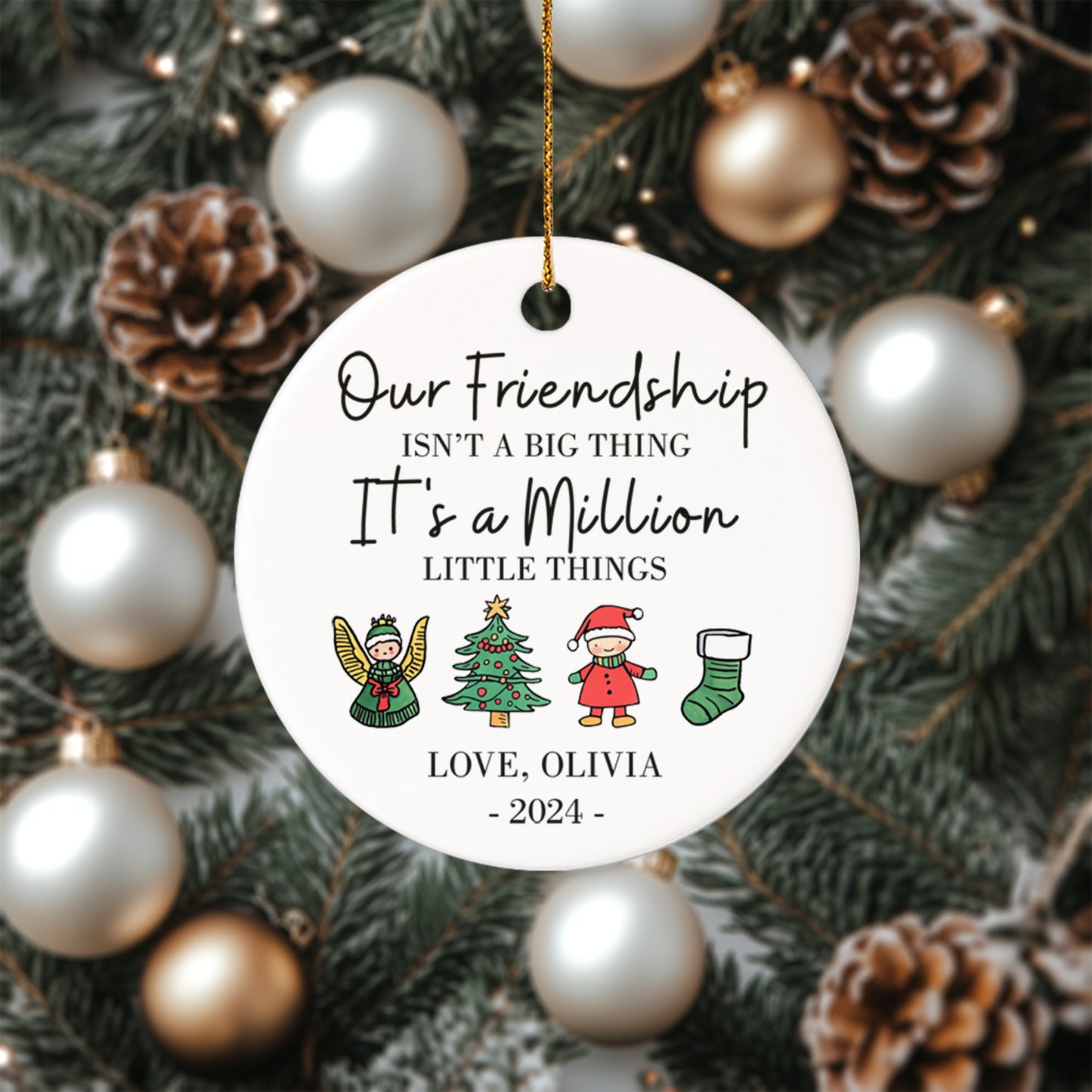 Our Friendship - Personalized Ceramic Circle Ornament