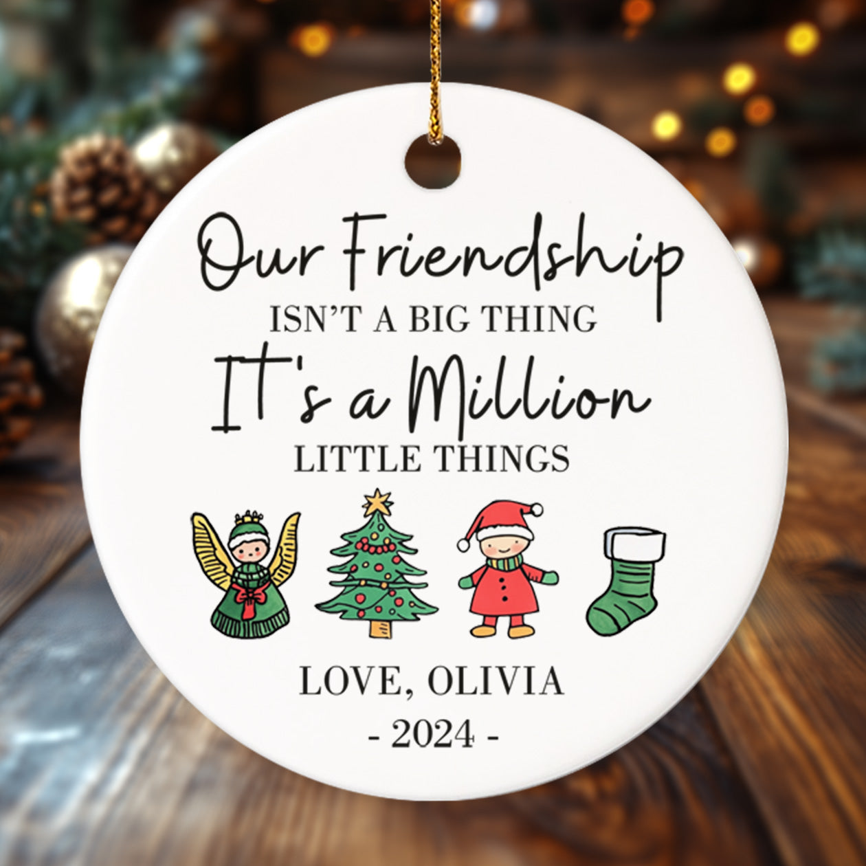 Our Friendship - Personalized Ceramic Circle Ornament