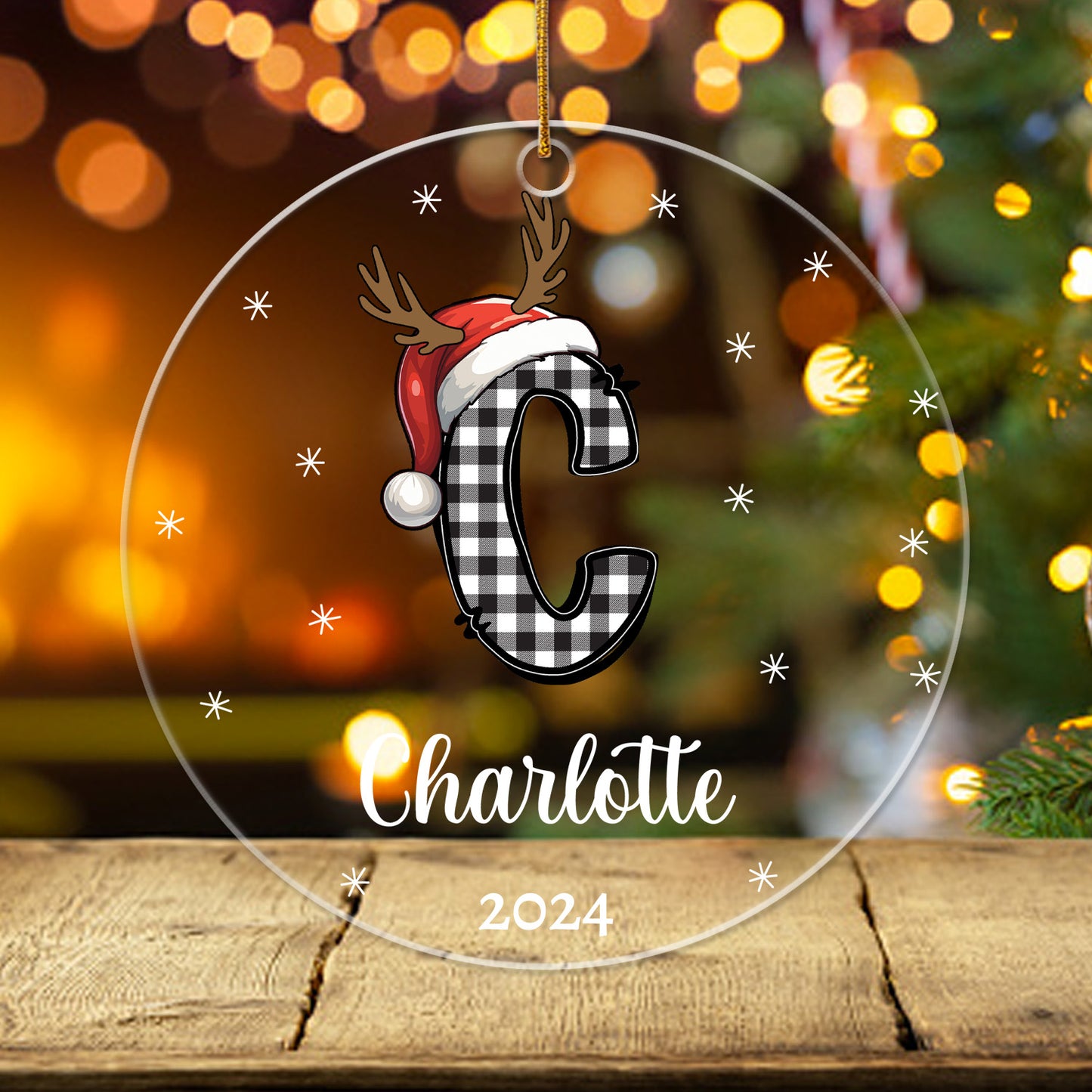 Letter Name Christmas Alphabet 1 - Personalized Acrylic Circle Ornament