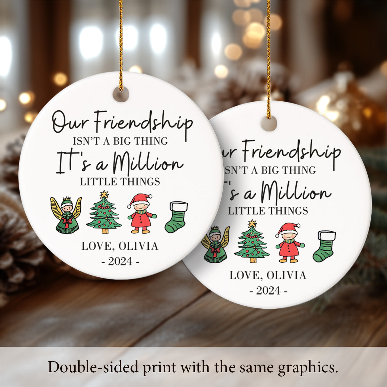 Our Friendship - Personalized Ceramic Circle Ornament