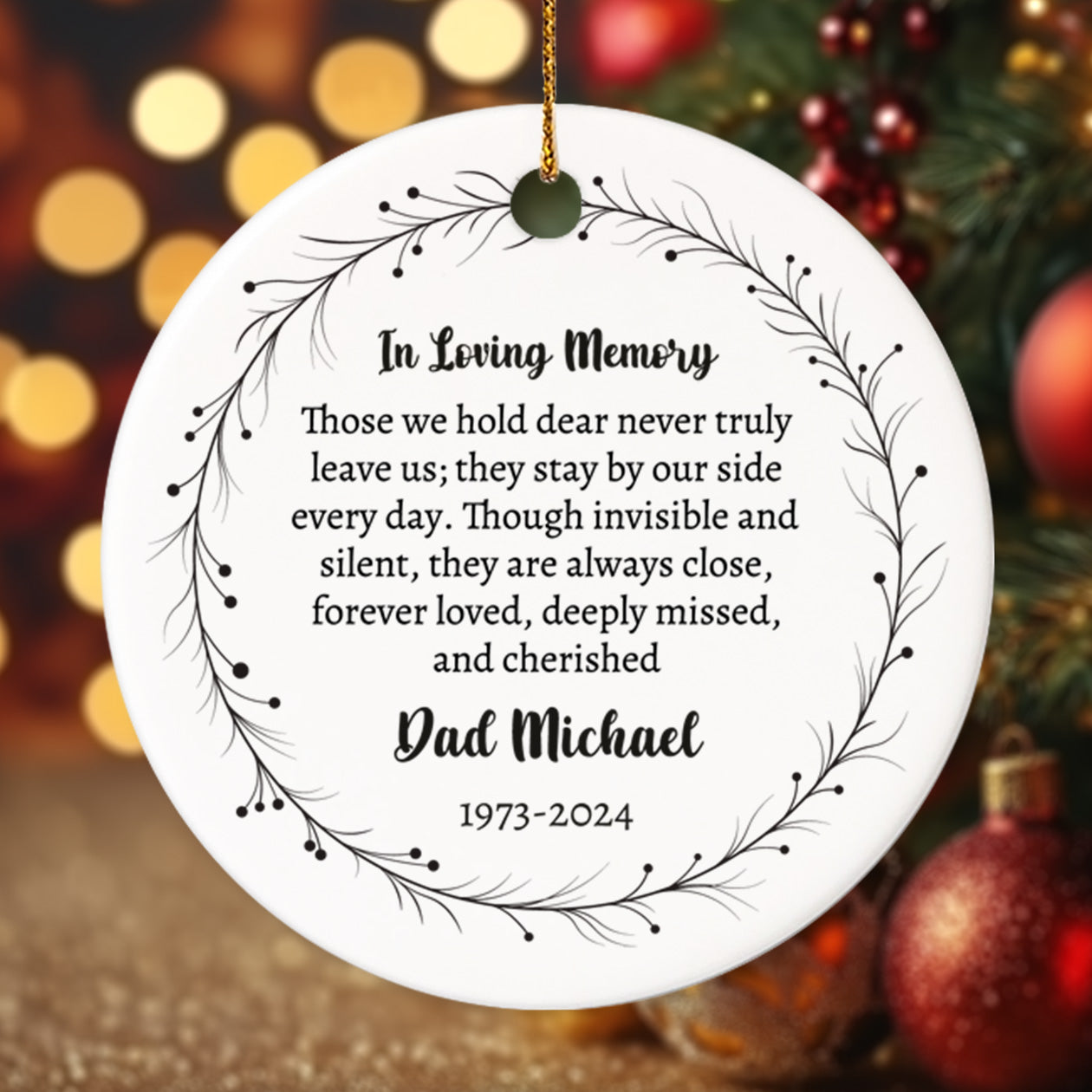 Memorial 9 - Personalized Ceramic Circle Ornament