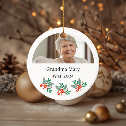 Memorial 5 - Personalized Ceramic Circle Ornament