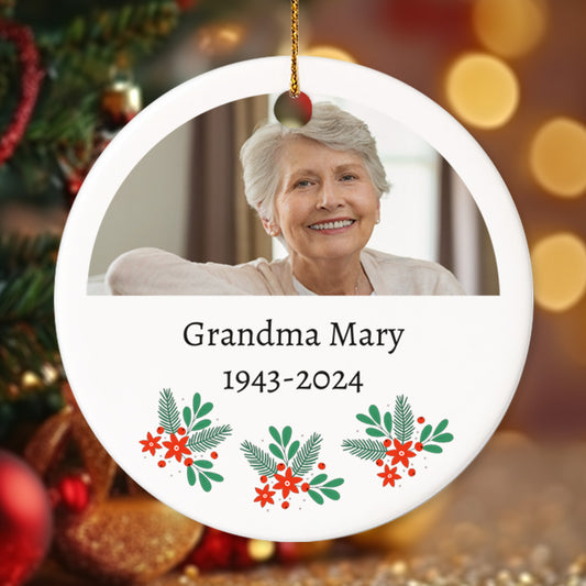 Memorial 5 - Personalized Ceramic Circle Ornament