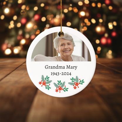 Memorial 5 - Personalized Ceramic Circle Ornament