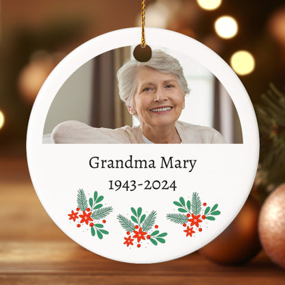 Memorial 5 - Personalized Ceramic Circle Ornament