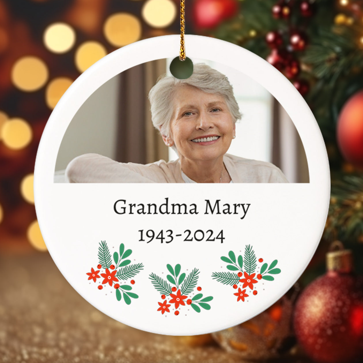 Memorial 5 - Personalized Ceramic Circle Ornament