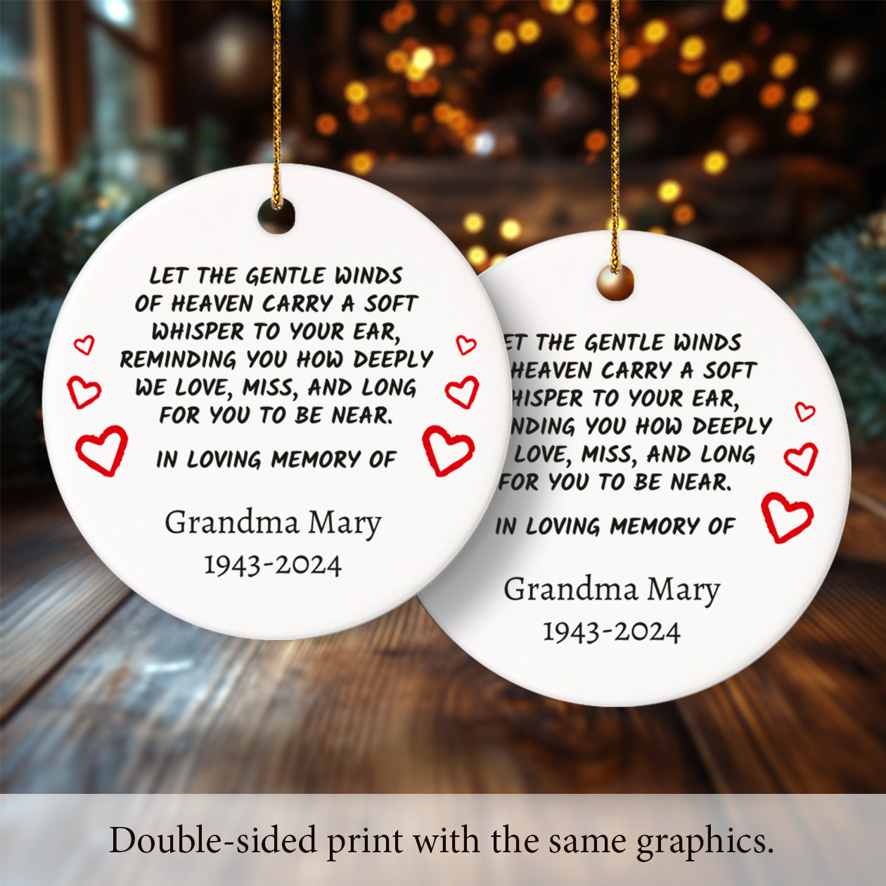 Memorial 6 - Personalized Ceramic Circle Ornament