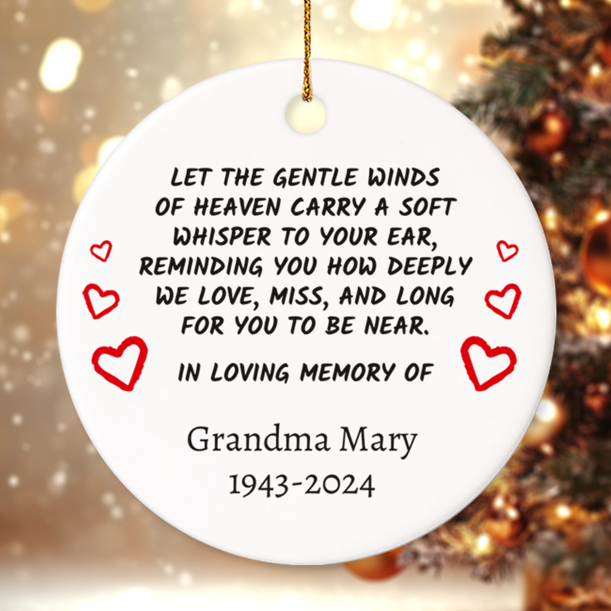 Memorial 6 - Personalized Ceramic Circle Ornament