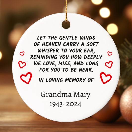 Memorial 6 - Personalized Ceramic Circle Ornament