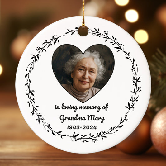 Memorial 3 - Personalized Ceramic Circle Ornament