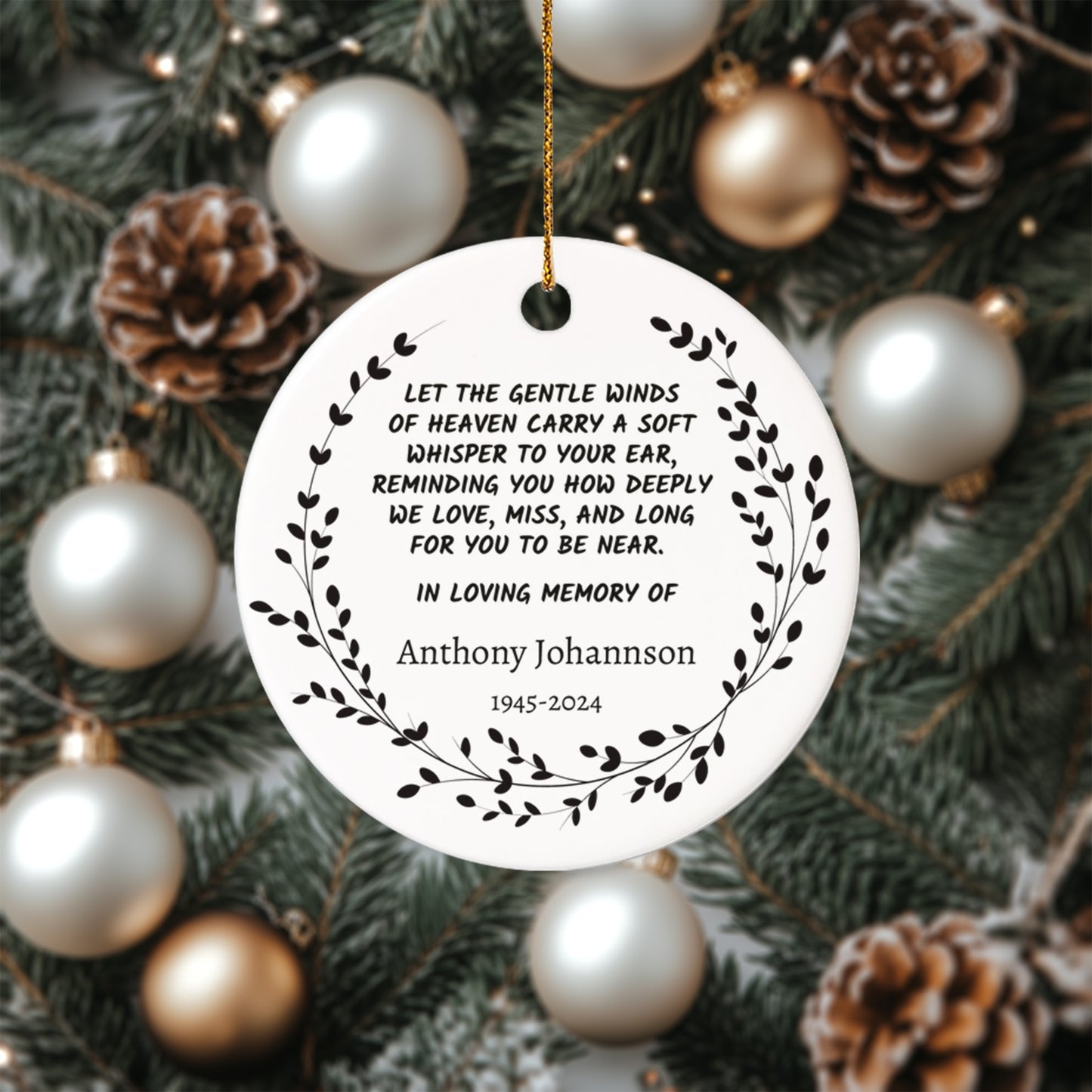 Memorial 2 - Personalized Ceramic Circle Ornament