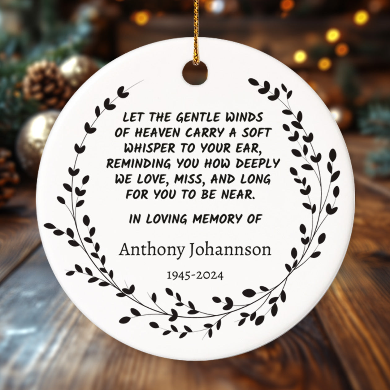 Memorial 2 - Personalized Ceramic Circle Ornament