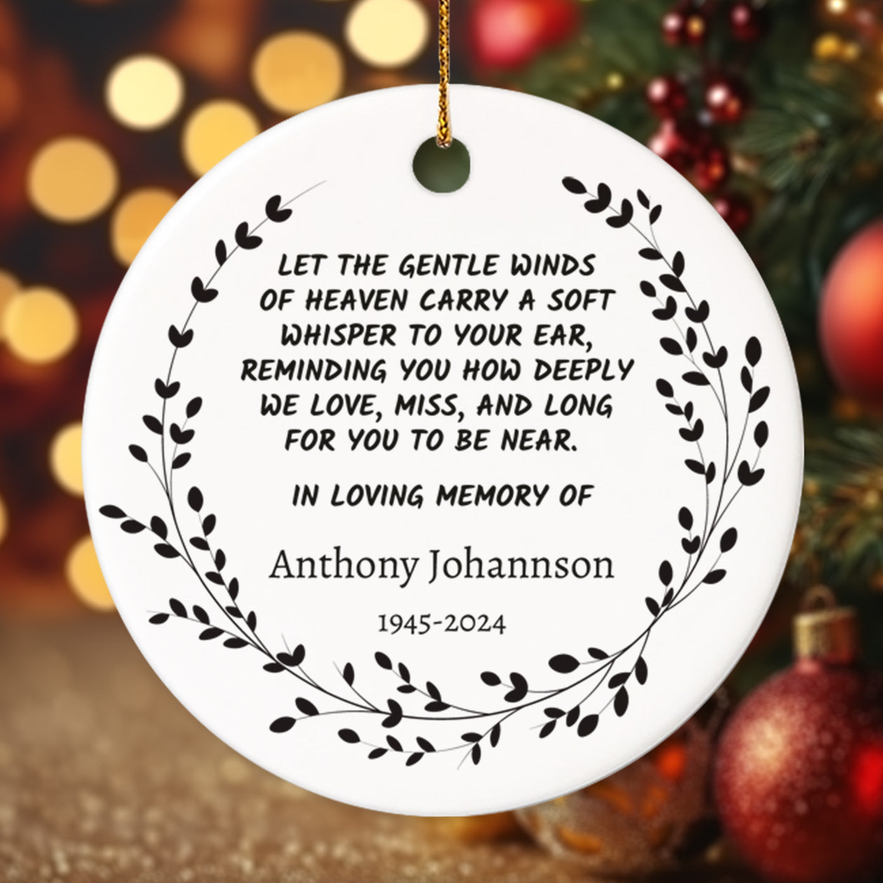 Memorial 2 - Personalized Ceramic Circle Ornament