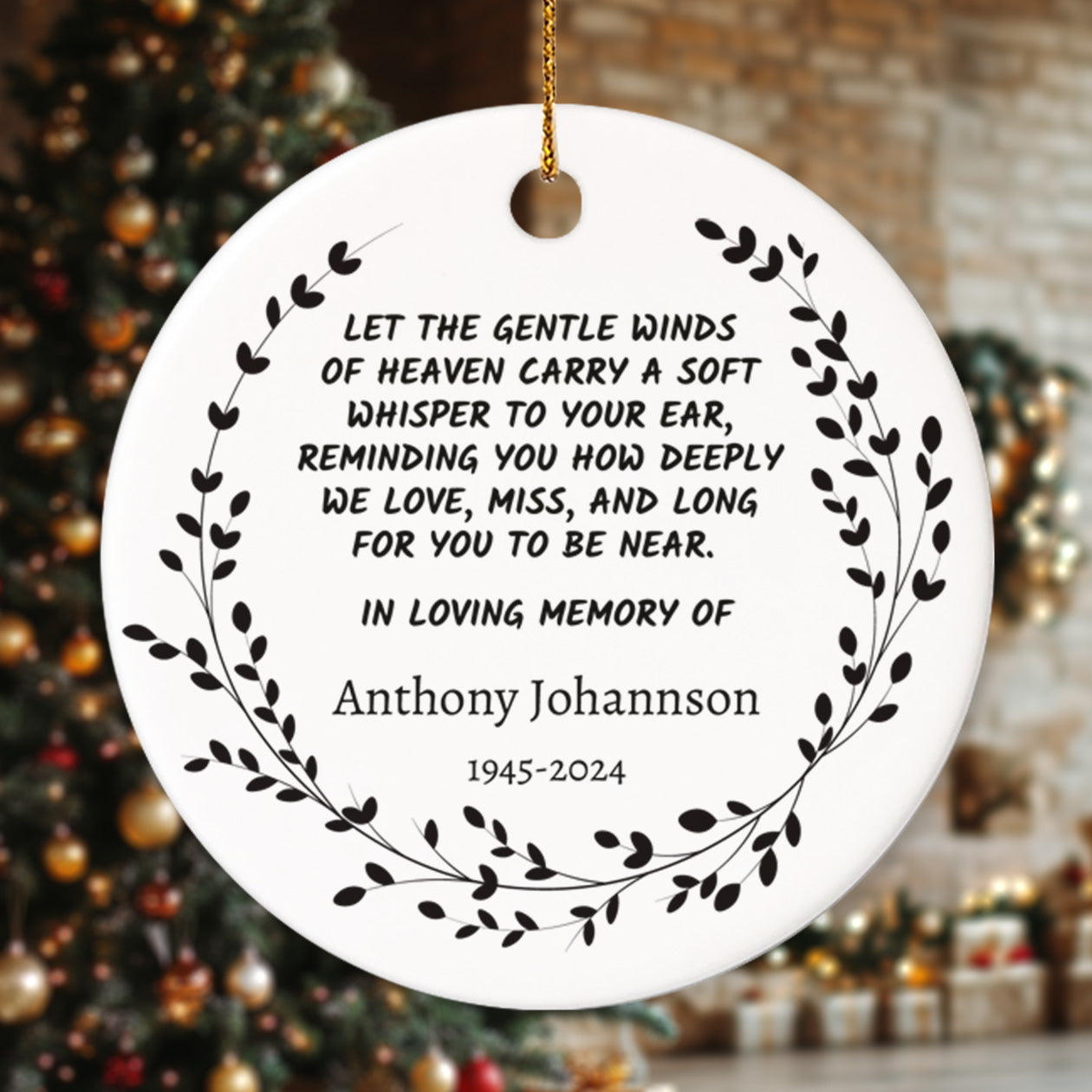 Memorial 2 - Personalized Ceramic Circle Ornament