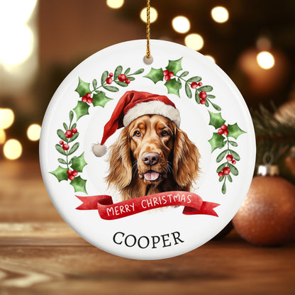 Christmas Pet Portrait 1, Dog breeds starting with the letters G-L - Personalized Ceramic Circle Ornament