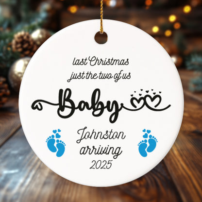 Pregnancy 1 - Personalized Ceramic Circle Ornament