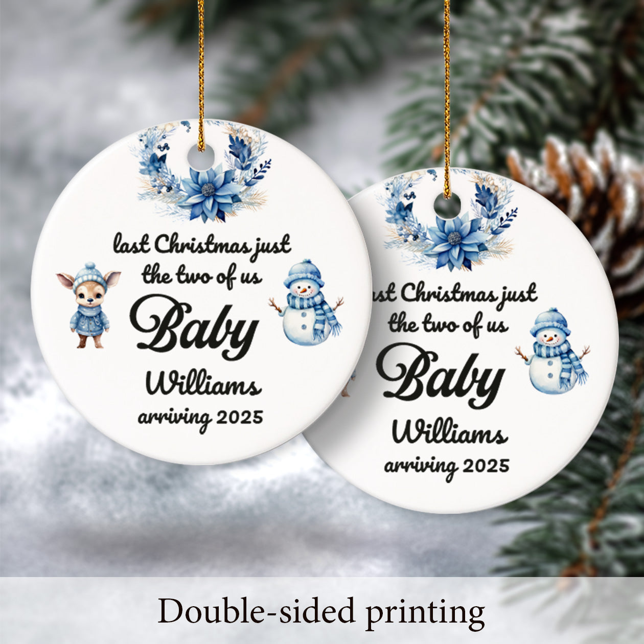 Pregnancy 2 - Personalized Ceramic Circle Ornament