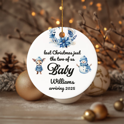 Pregnancy 2 - Personalized Ceramic Circle Ornament