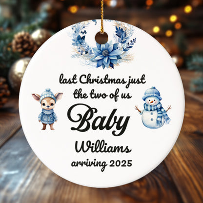 Pregnancy 2 - Personalized Ceramic Circle Ornament