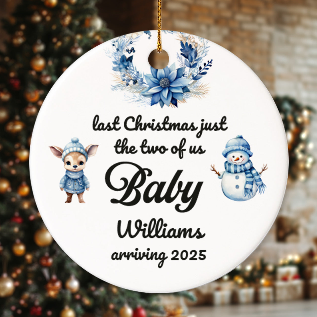 Pregnancy 2 - Personalized Ceramic Circle Ornament