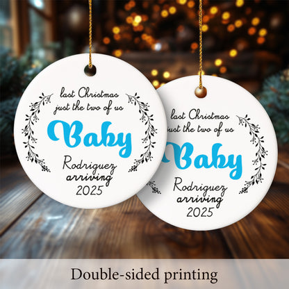 Pregnancy 3 - Personalized Ceramic Circle Ornament