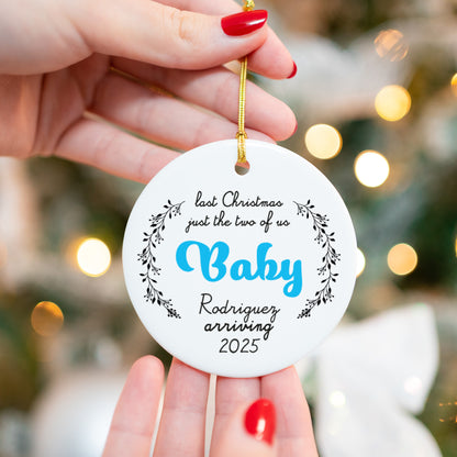 Pregnancy 3 - Personalized Ceramic Circle Ornament