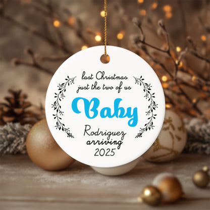 Pregnancy 3 - Personalized Ceramic Circle Ornament