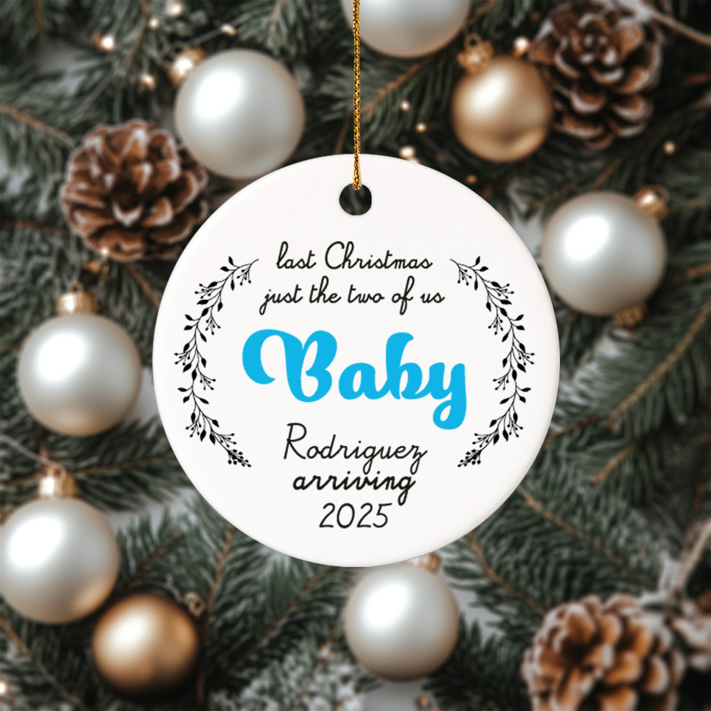 Pregnancy 3 - Personalized Ceramic Circle Ornament