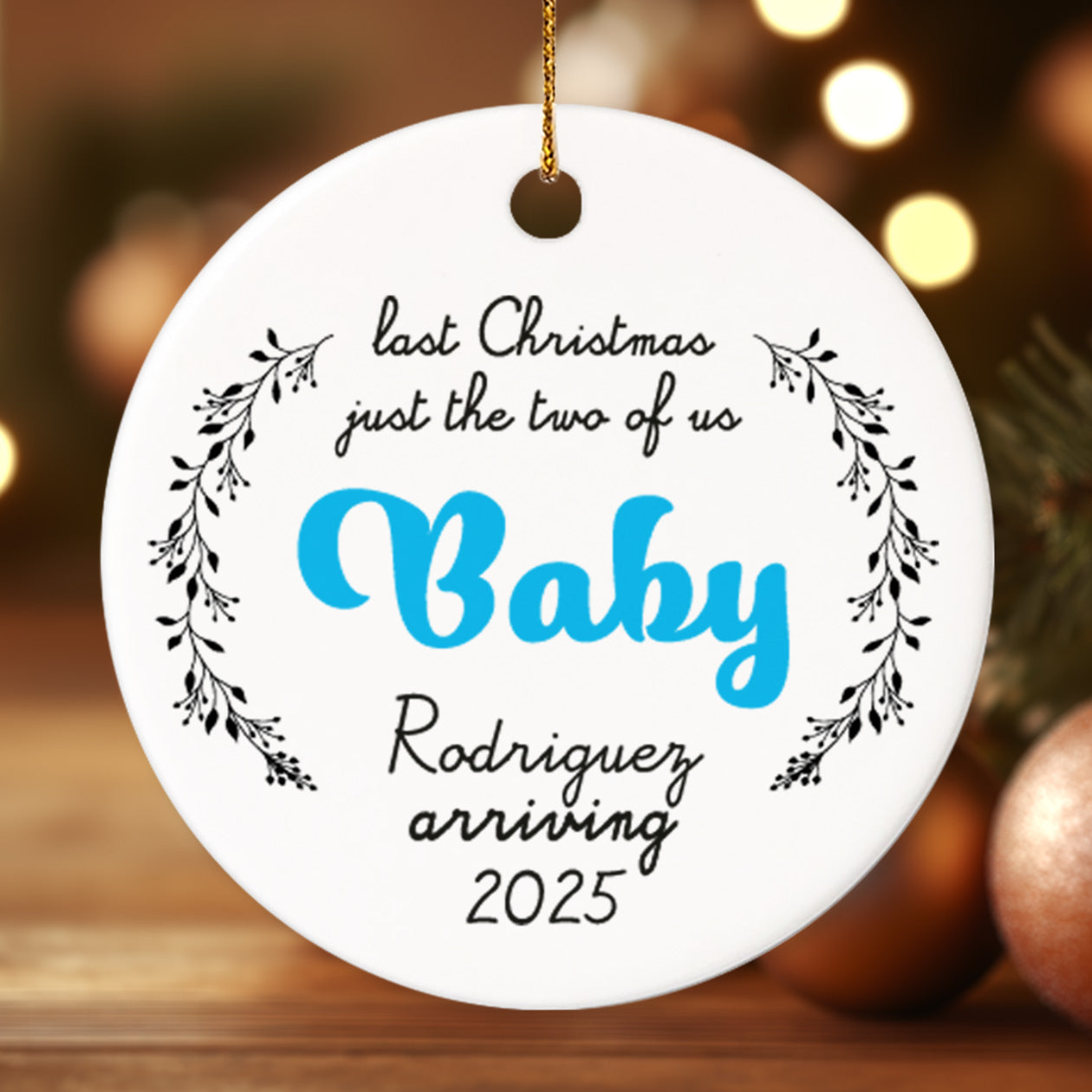 Pregnancy 3 - Personalized Ceramic Circle Ornament