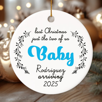 Pregnancy 3 - Personalized Ceramic Circle Ornament