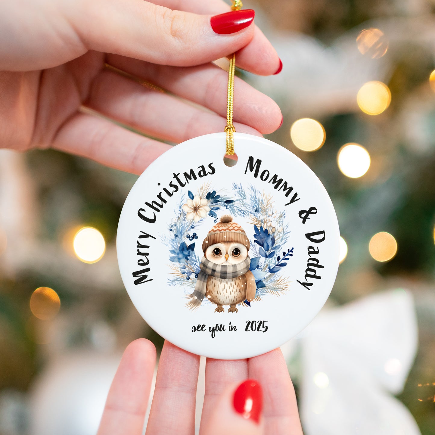 Pregnancy 4 - Personalized Ceramic Circle Ornament