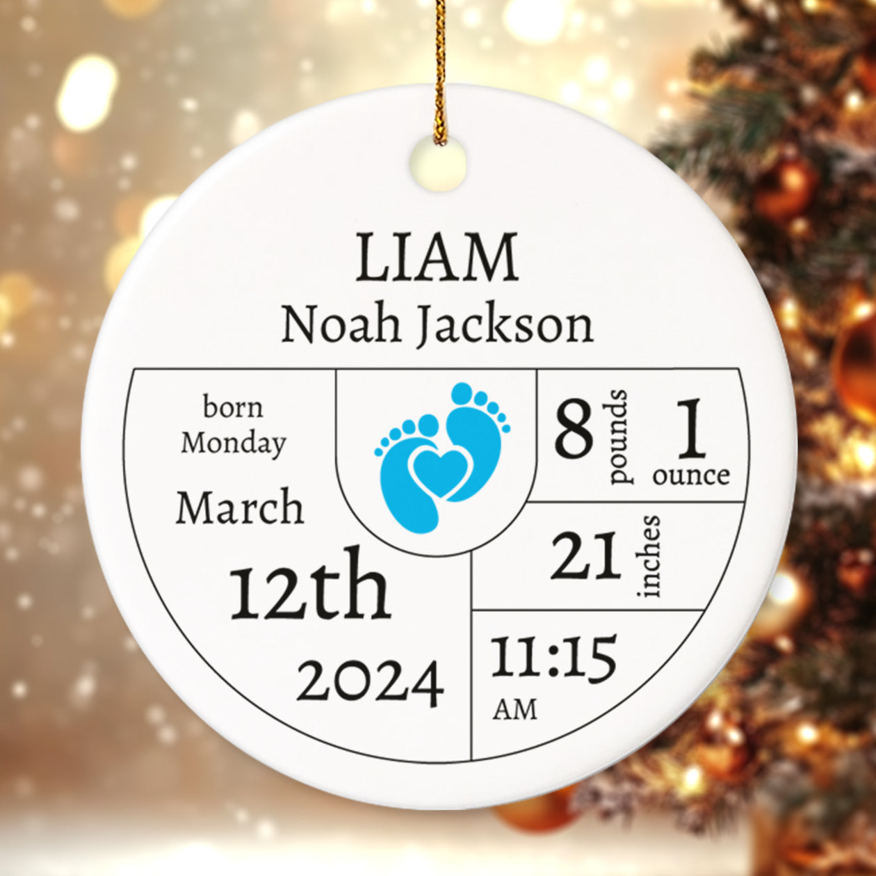 Birth Announcement 4 - Personalized Ceramic Circle Ornament