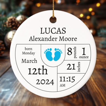 Birth Announcement 4 - Personalized Ceramic Circle Ornament