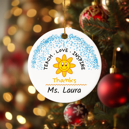 Teacher Christmas Ornament 7 - Personalized Ceramic Circle Ornament