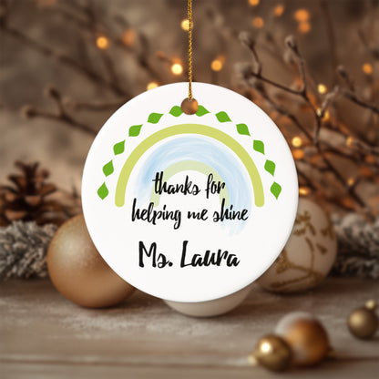 Teacher Christmas Ornament 8 - Personalized Ceramic Circle Ornament