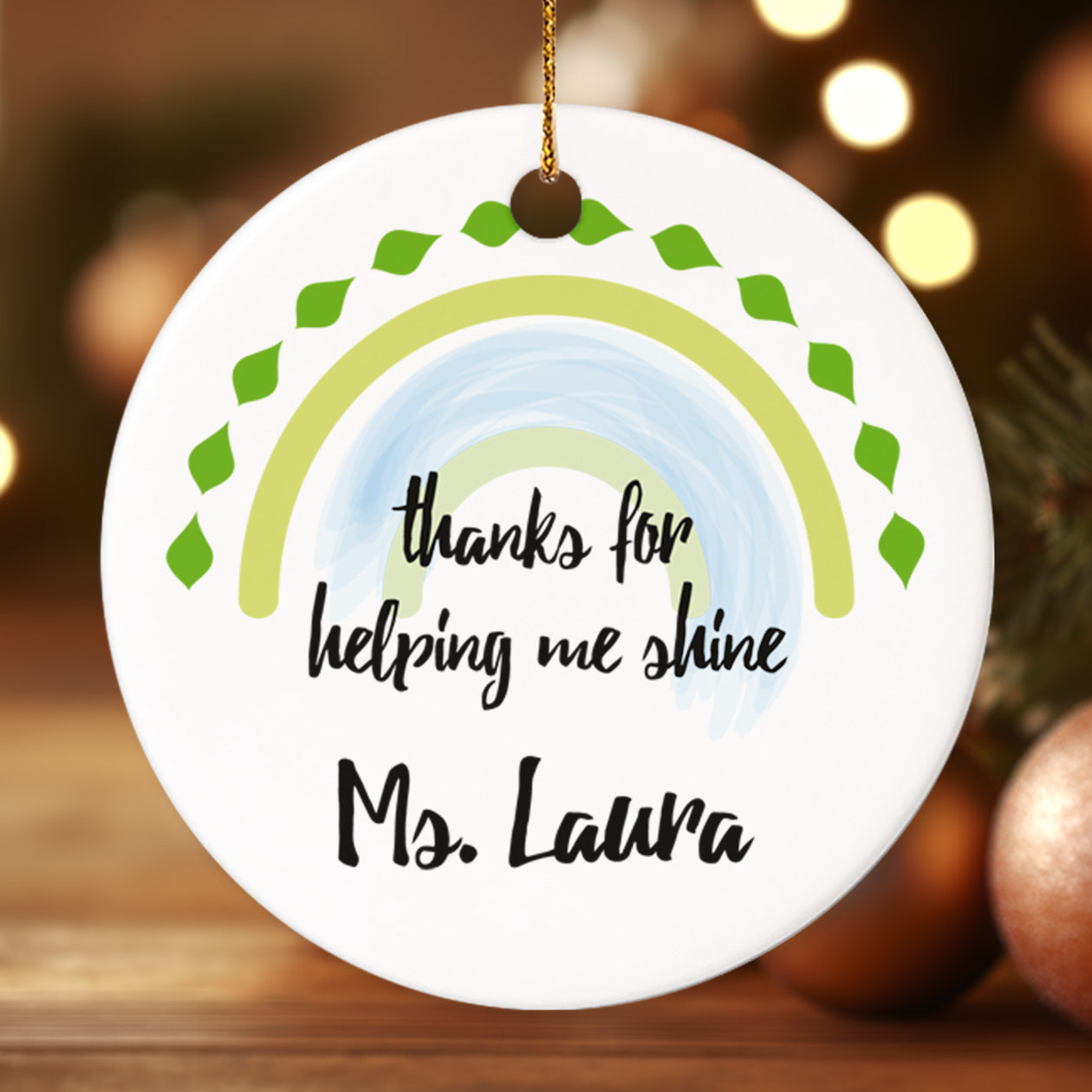 Teacher Christmas Ornament 8 - Personalized Ceramic Circle Ornament