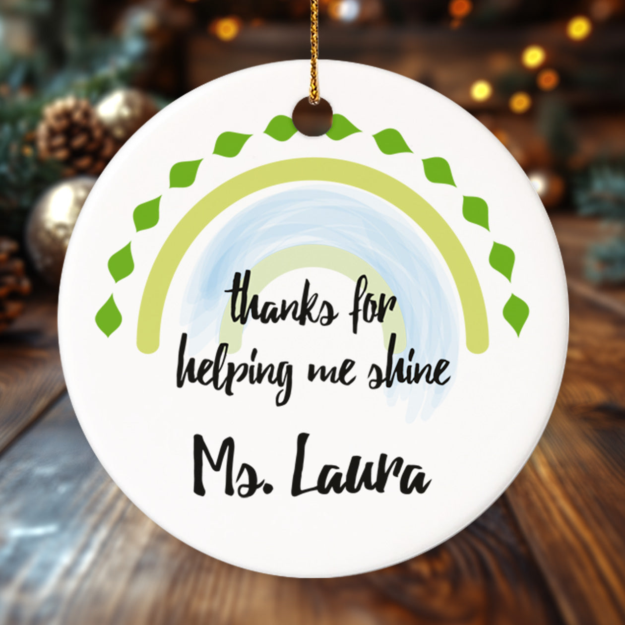 Teacher Christmas Ornament 8 - Personalized Ceramic Circle Ornament