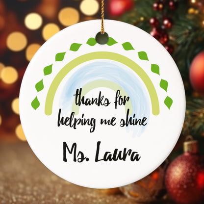 Teacher Christmas Ornament 8 - Personalized Ceramic Circle Ornament